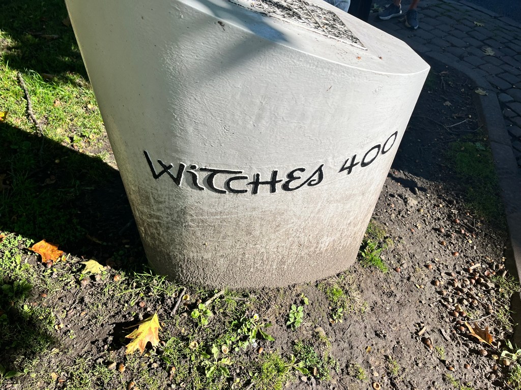 A marker commemorating the 400th anniversary of the Lancashire Witch Trials