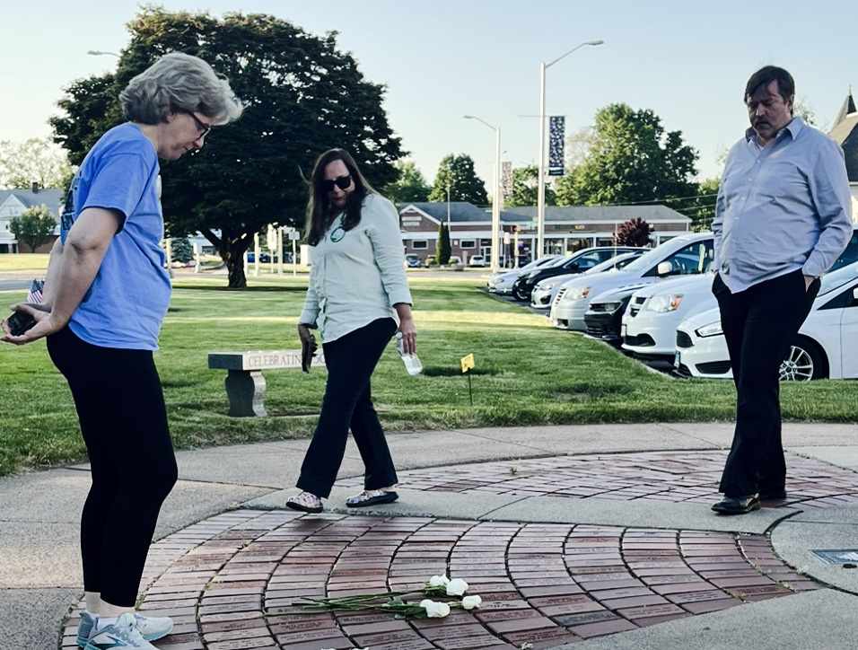 End Witch Hunts board members visit the Alice Young and Lydia Gilbert memorial bricks in Windsor, CT
Pictured (from left to right): Mary Louise-Bingham, Beth Caruso, and Josh Hutchinson